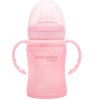 EveryDay Baby Стеклянная бутылочка-поильник с мягким носиком с защитным силиконовым покрытием, 150 мл / светло-розовая