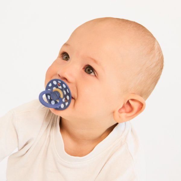 Пустышка латекс.BIBS Studio Colour - Polka - Steel Blue/Baby Blue, 6+ мес.