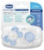 Chicco Пустышка силиконовая Physio Comfort, 2-6 месяцев, 2 штуки / цвет голубой
