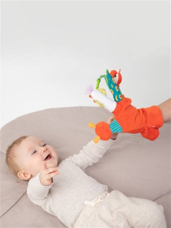 Happy Baby Игрушка-перчатка Дай пять, с шуршащими элементами / цвет оранжевый