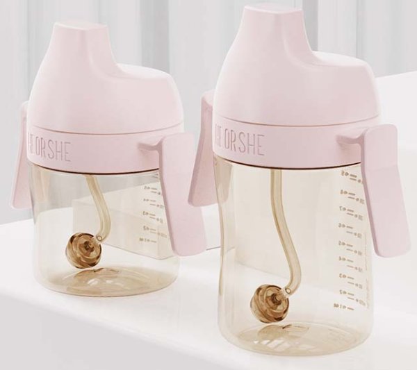 Heorshe Поильник-непроливайка Dental-Care, 210 мл / цвет розовый