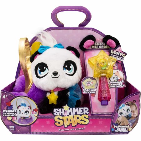Shimmer Stars Плюшевая Панда Пикси 20см с сумочкой