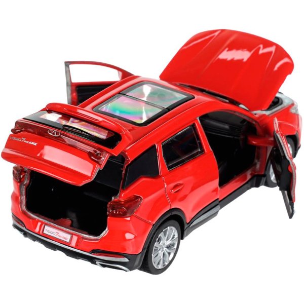 Машина металл chery tiggo 7 pro max 12см, двери, кап, баг, инер,красный,кор. Технопарк415042