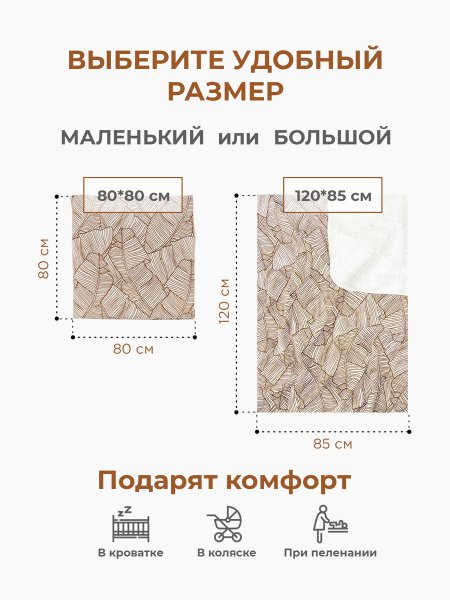 Сет 3х пелёнок Mjölk Хлопок/Пальмы/Привет, мама (120см*85см)
