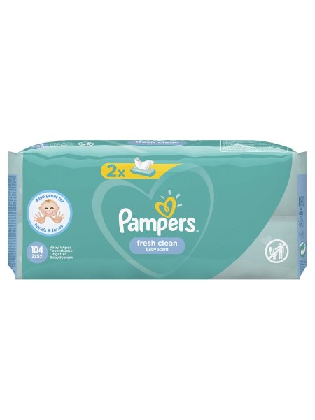 Pampers детские влажные салфетки fresh clean 2х52шт