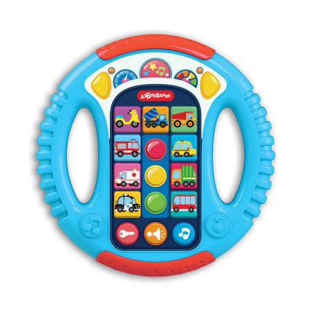 Азбукварик "Музыкальный руль" Весёлые машинки/ цвет голубой