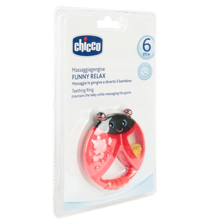 Chicco Прорезыватель Funny Relax Божья коровка, с погремушкой / цвет красный