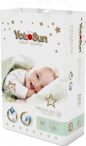 YokoSun Подгузники-Трусики Premium M (6-10 кг) 56 шт