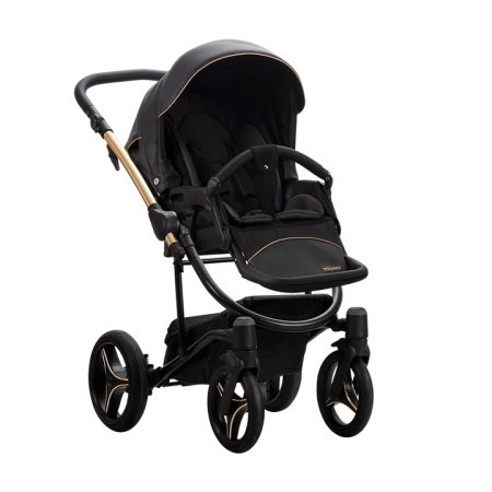 Bebetto Детская коляска 2 в 1 Torino Si / цвет черный (экокожа+ткань) / SI01 gold / рама золотая