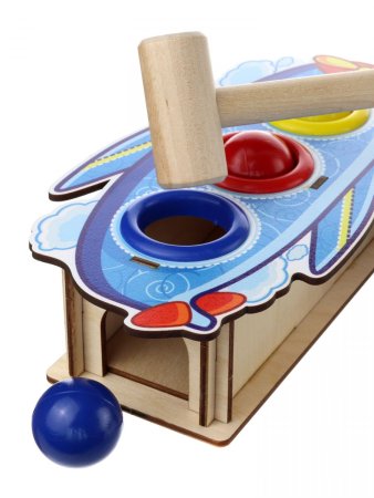 Woodlandtoys Стучалка цветная "Самолет", 3 отверстия