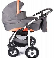 maEma Детская коляска 2в1 Lika (Маема Лика) / цвет темно-серый с оранжевыми вставками