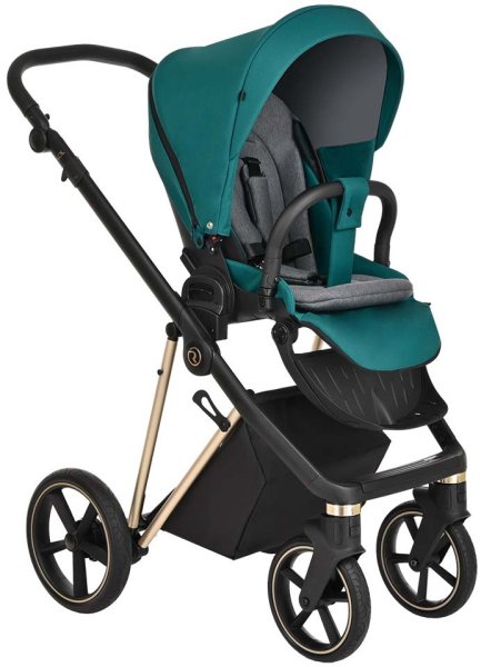 Roan Коляска 2 в 1 Sol Luxury / цвет Deep Lake (бирюзовый, рама золото, ручка черная)