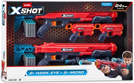 Игровой набор ZURU X-Shot EXCEL Комбо (бластеры 2х Хоукай + 2х Микро v2.0, 24 снаряда)
