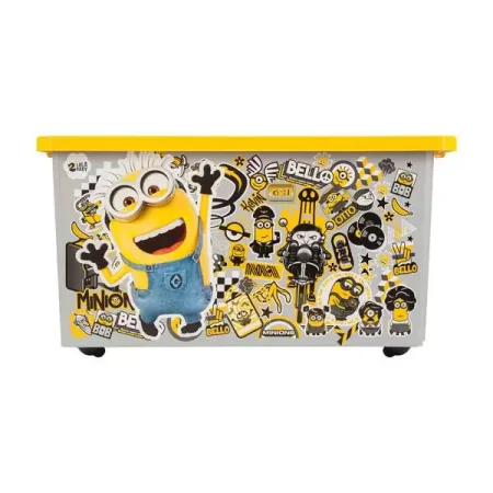Lalababy Детский ящик для хранения игрушек Миньоны, 57 л / цвет серый