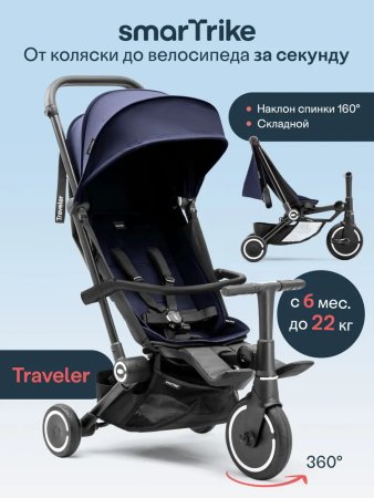 (м)Трехколес.склад.велос.SmarTrike Traveler (Midnight Blue)