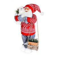 Maxitoys Декоративный Дед Мороз Большой в Красной Шубе с Мишкой, 60 см					