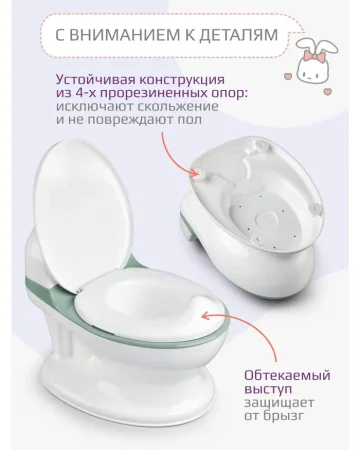 Горшок-унитаз с ушками и МЭ Kidwick МП (991008 белый/зеленый)