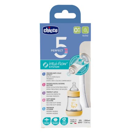 Chicco бутылочка пластиковая 150 мл Perfect5 New с/с, медленный поток Uni