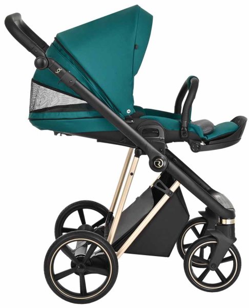 Roan Коляска 2 в 1 Sol Luxury / цвет Deep Lake (бирюзовый, рама золото, ручка черная)