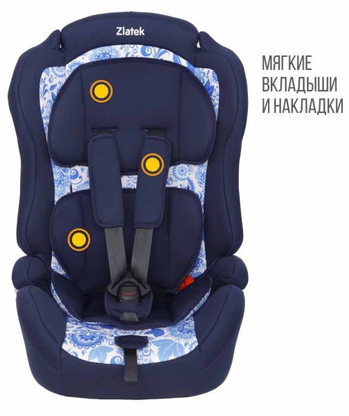 Zlatek Автокресло ZL513 lux этно (9-36 кг) / цвет синий + принт