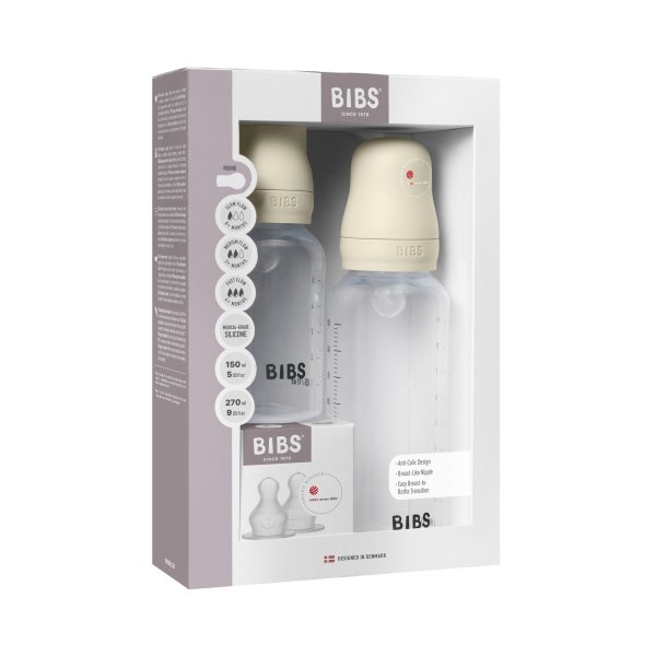 Подарочный набор бутылочек для кормления с силиконовой соской, 3 потока BIBS - Ivory, 150 и 270 мл