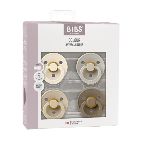 Набор пустышек латексных BIBS Colour, 4 шт. - Ivory/Sand/Vanilla/Dark Oak, 0+ мес.