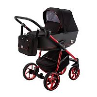 Bebe mobile Детская коляска Gusto Special Edition 3 в 1 / черный, черная кожа, красная рама / GU230					
