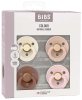 Bibs Набор латексных пустышек Studio Colour, 6+ месяцев Ivory, Blush, Woodchuck, Blossom