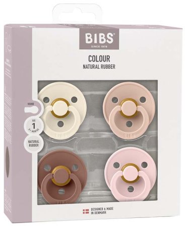 Bibs Набор латексных пустышек Studio Colour, 6+ месяцев Ivory, Blush, Woodchuck, Blossom