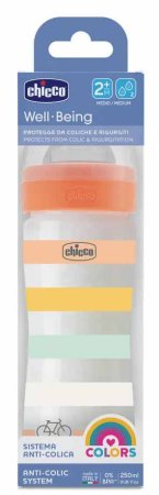 Chicco Бутылочка Well-Being Uni, с 2 месяцев, 250 мл / цвет оранжевый