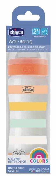 Chicco Бутылочка Well-Being Uni, с 2 месяцев, 250 мл / цвет оранжевый