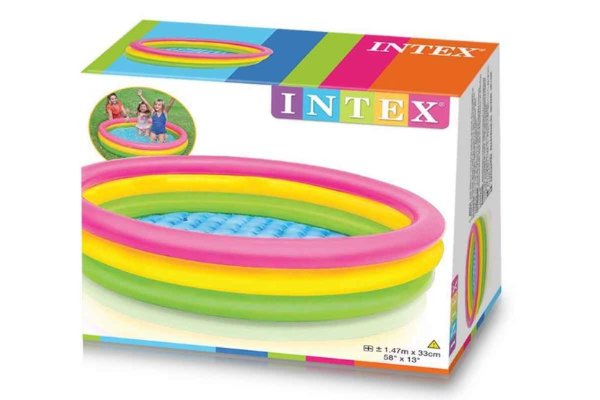 Intex Бассейн надувной "Радуга" 44422 / цвет розовый, желтый, зеленый, голубой