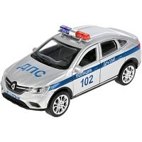 Технопарк Металлическая модель Renault Arkana Полиция 12 см, свет-звук / цвет серебряный					