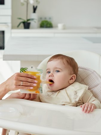 Happy Baby Пакеты для хранения детского питания с ложкой-накруткой, 3 штуки / цвет белый