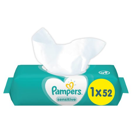 Pampers детские влажные салфетки sensitive 52шт