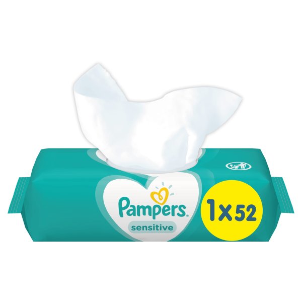 Pampers детские влажные салфетки sensitive 52шт