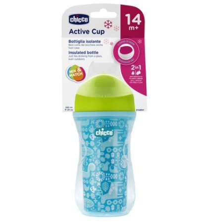 Chicco Чашка-поильник Active Cup 2 в 1, 266 мл, 14+ мес / цвет синий, голубой