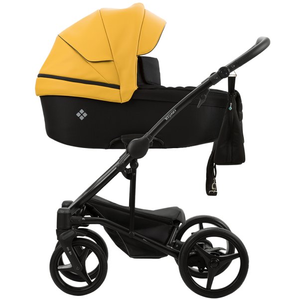 Bebetto Детская коляска 2 в 1 Torino / цвет 01 кремовый ткань/ экокожа / рама белая