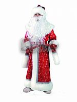 Карнавальный костюм "Дед Мороз плюш" красный /  возраст на 7-8 лет / рост 122 см