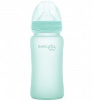 Everyday Baby Стеклянная бутылочка 240 мл / мятный  с защитным силиконовым покрытием