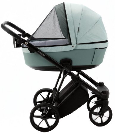 Adamex Коляска 2 в 1 Belissa / цвет серо-зеленая ткань + серо-зеленая кожа