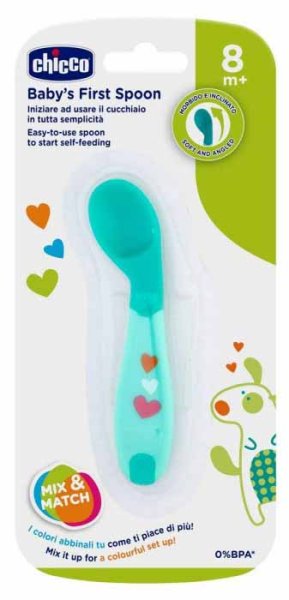 Chicco Ложка Babys First Spoon, 8+ месяцев / цвет голубой