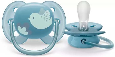 Avent Пустышка Ultra soft силиконовая, 6-18 месяцев / цвет птичка-синий