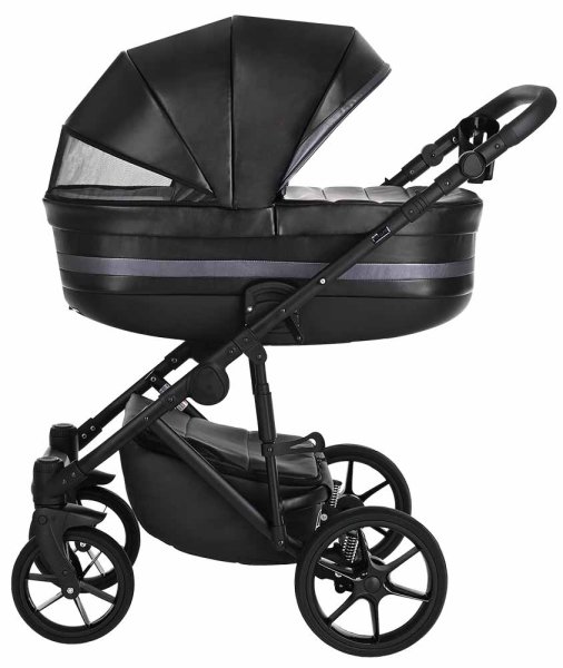 Pituso Коляска 2 в 1 Luna / цвет Silver Black (черная кожа)