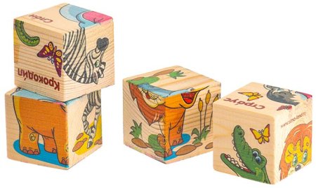 Лесная мастерская Набор кубиков "Животные Африки", 4 штуки