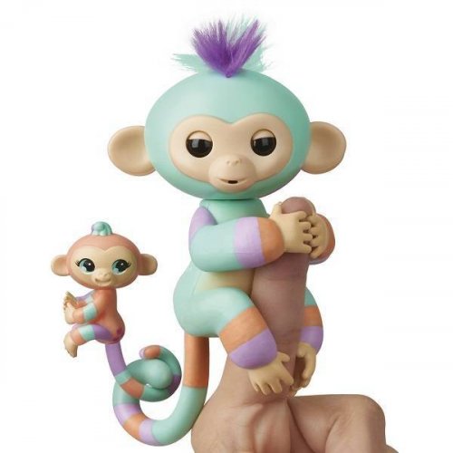 Fingerlings Интерактивная обезьянка Денни с малышом, 12 см