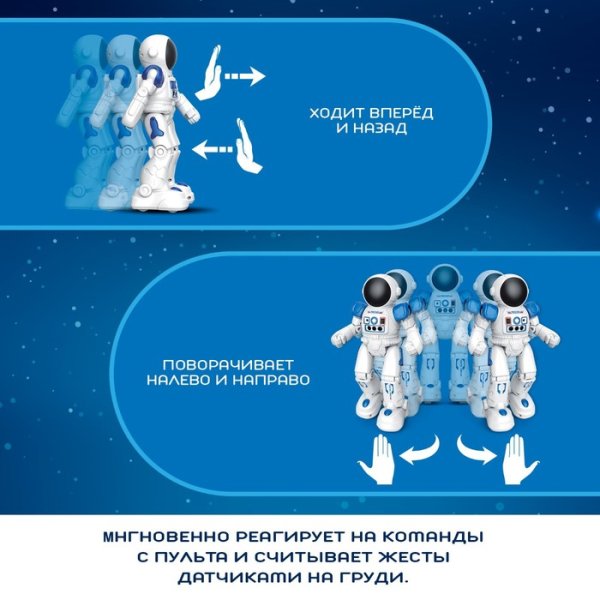 (м)Робот интерактивный "Космонавт", русское озвучивание, упр жестами, аккумулятора SL-05940   908684