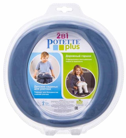 Potette Plus Дорожный складной горшок + 3 одноразовых пакета / цвет сказочно синий