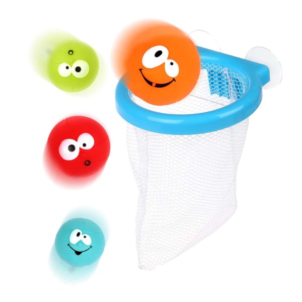 Жирафики Игрушка для купания "Баскетбол", 4 мячика-брызгалки