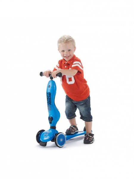 Трехколесный самокат с сиденьем Scoot&Ride HighwayKick (2в 1) синий